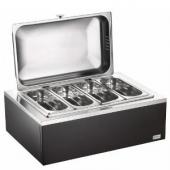 Мармит настольный (чефиндиш) 4-мя GN1/4, подогрев.,с фикс. крышки, на дерев.подставке венге 5113F810