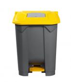 Мусорный контейнер с крышкой, люком и педалью int-K 100 л Серый/Желтый