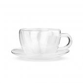 Чашка 120мл с блюдцем, двустенная, жаропрочное стекло 05151