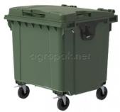 Бак для мусора 1100л, с крышкой, на колесах, п/э, цвет зеленый 29.C19 green (21 056)