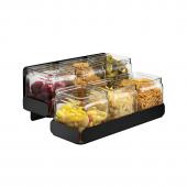 Диспенсер для приправ 2 яруса на 6 емкостей, 31,8х21,6см h13,6см, сталь/стекло SM327