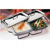 Подставка для подогрева 45х29см h12см, с салатниками и крышками, нерж.сталь и стекло 65030APS
